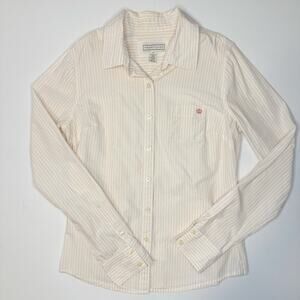 Heritage Yellow Pink Striped Long Sleeve Button Down Shirt Youth Medium